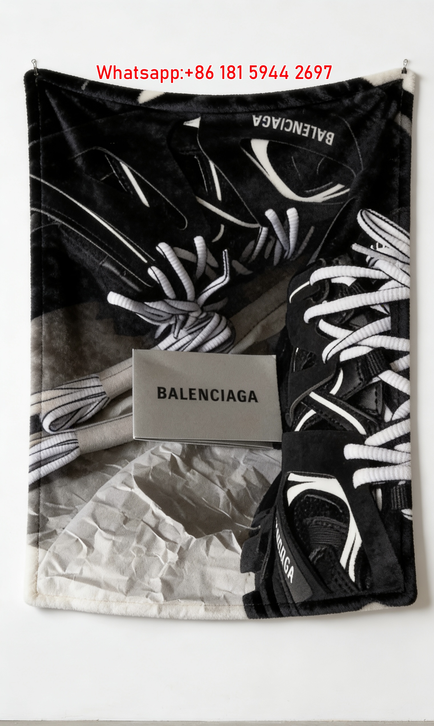 Balenciaga Black Sneaker Print Flannel Throw Blanket BA362